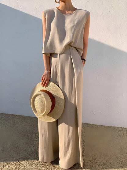 Sofia | Linen Blend Casual Trousers Set