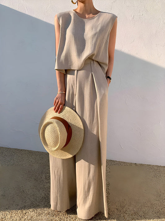 Sofia | Linen Blend Casual Trousers Set