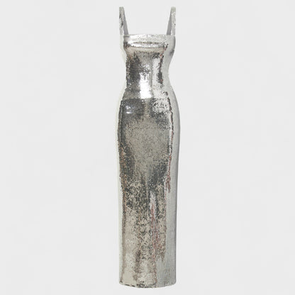 Shimmering Silver Evening Gown