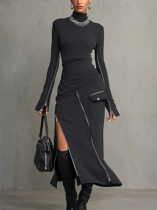 Elena | High-Neck Zipper Pocket Set