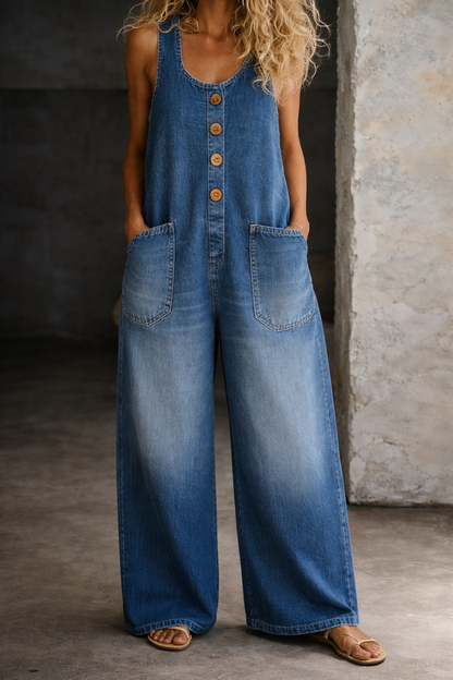 Saylor | Distressed Cotton Denim Overalls
