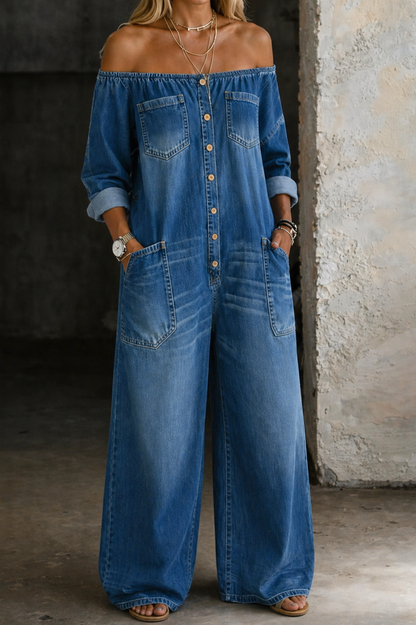 Elena | Off-Shoulder Long Sleeve Jumpsuit