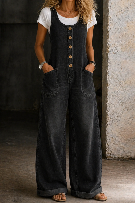 Bethany | Retro Washed Cotton Denim Overalls