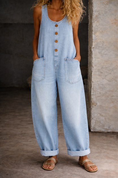 Sadie | Retro Distressed Denim Overalls