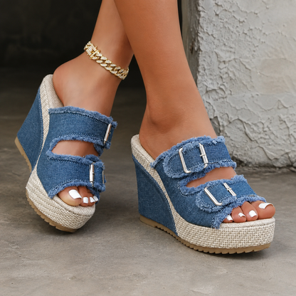 Atelier | Wedge Sandals with Frayed Edges