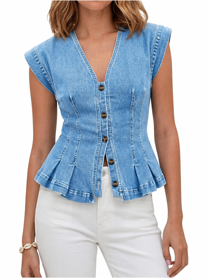 Viera | V-Neck Denim Blouse