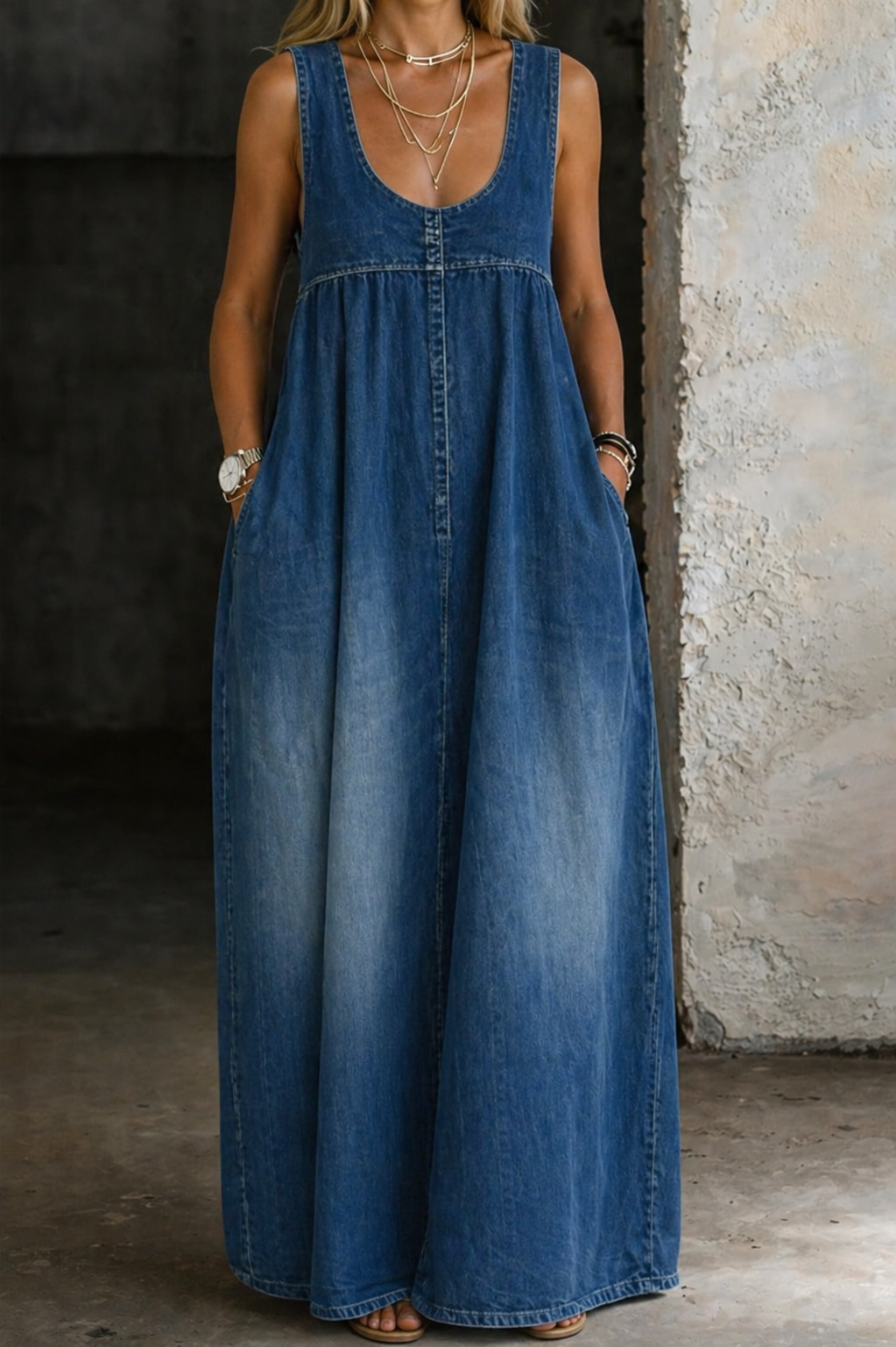 Veronica | Relaxed Fit Denim Vest Dress