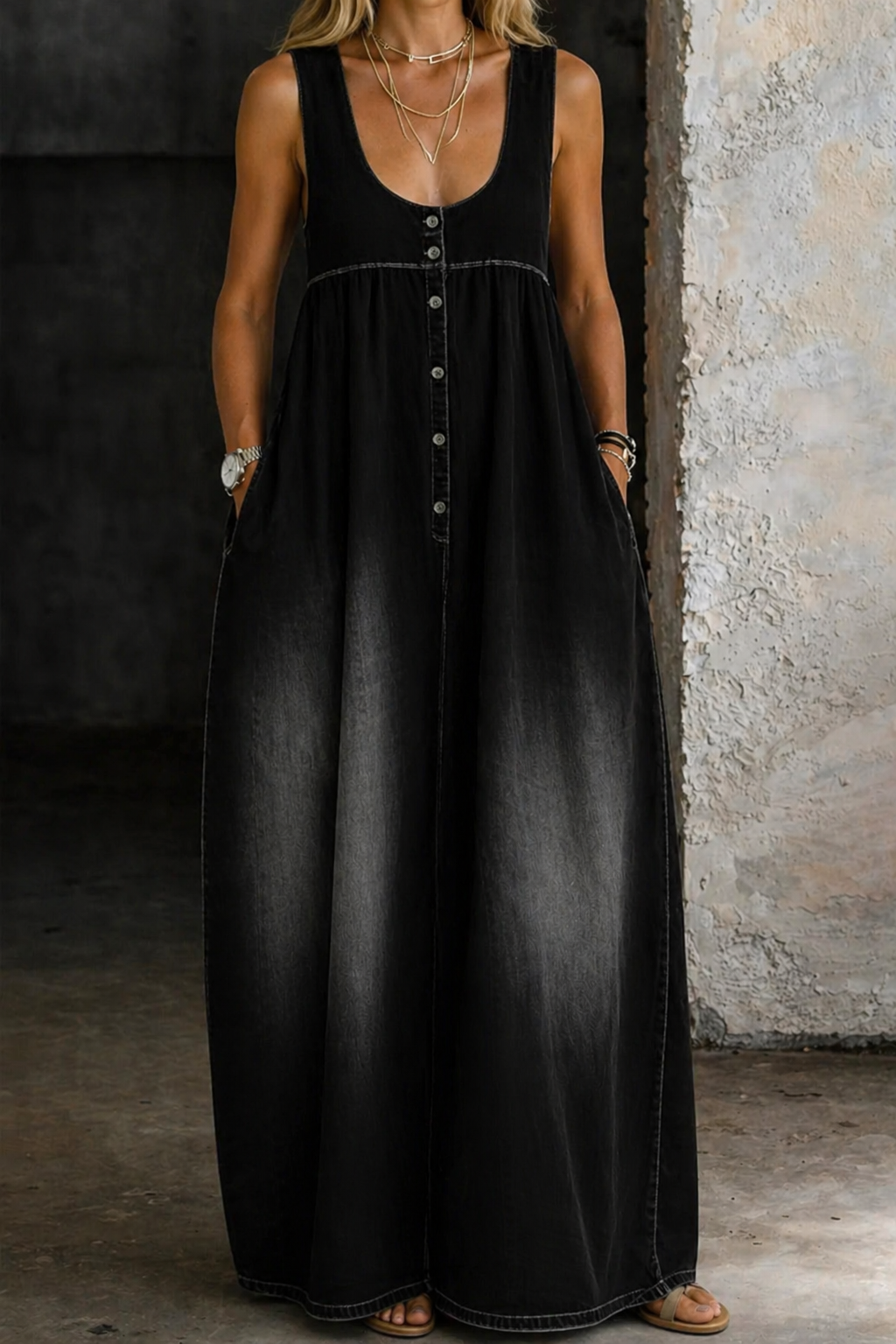 Veronica | Relaxed Fit Denim Vest Dress