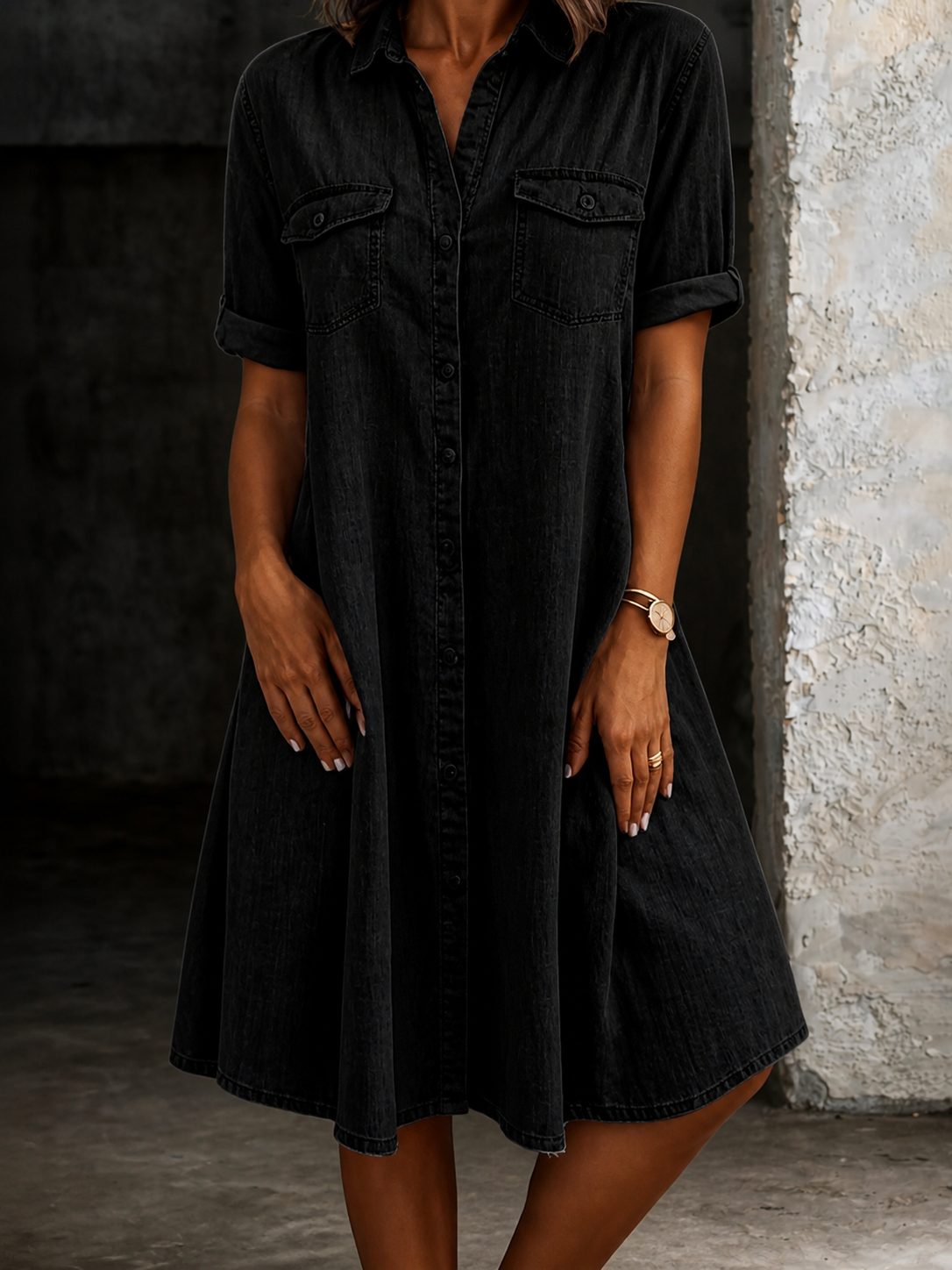 Patricia | Midi Dress in Casual Denim Style