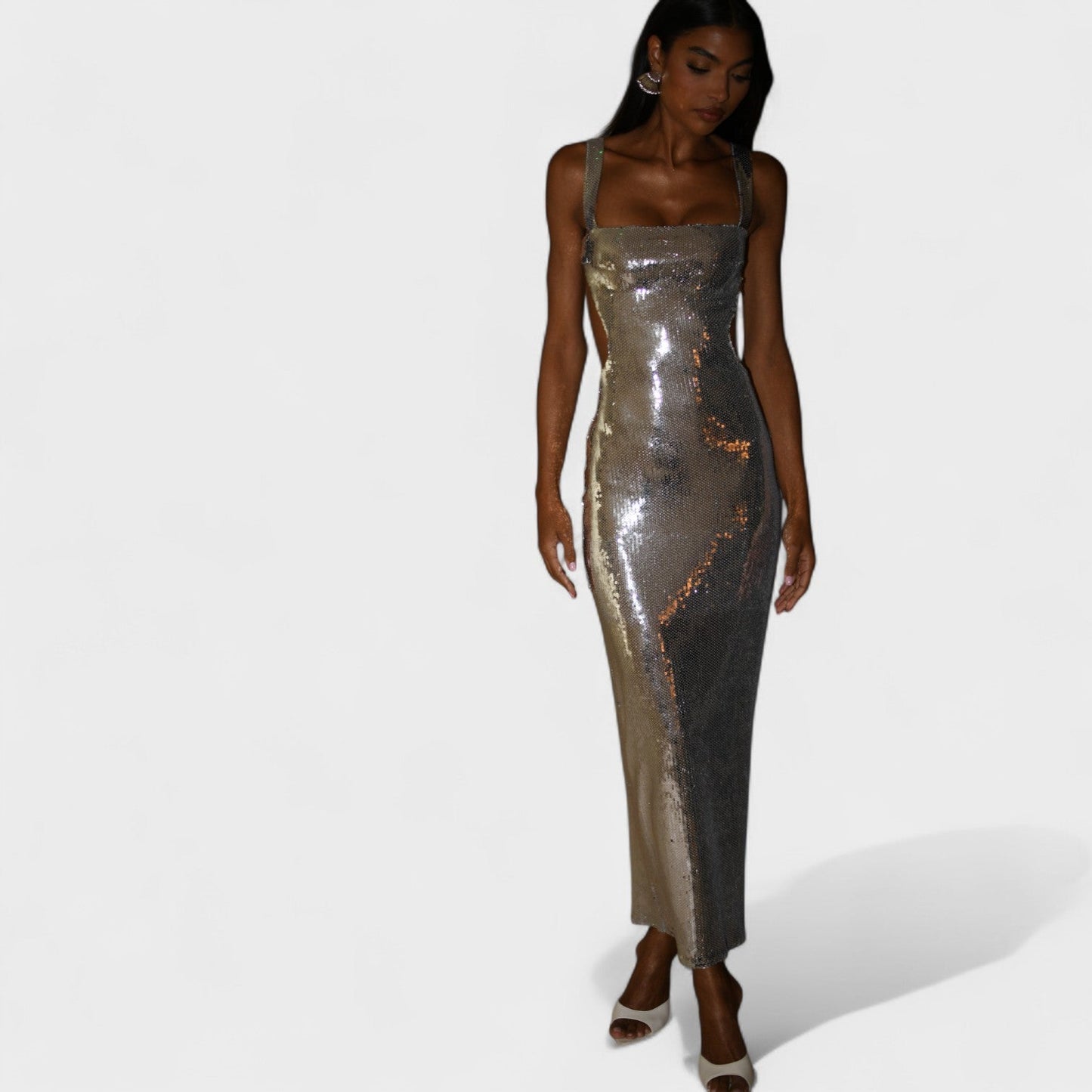 Shimmering Silver Evening Gown