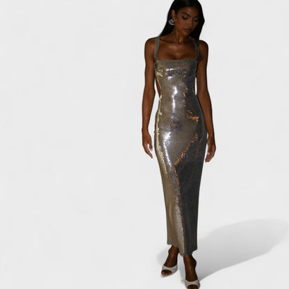 Shimmering Silver Evening Gown