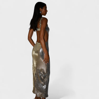 Shimmering Silver Evening Gown