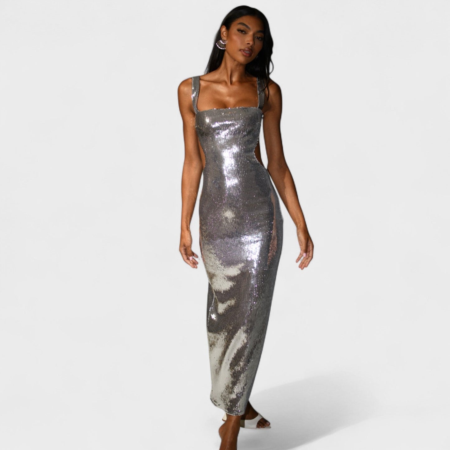 Shimmering Silver Evening Gown