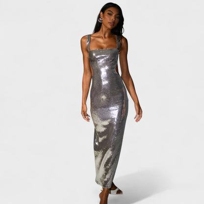 Shimmering Silver Evening Gown