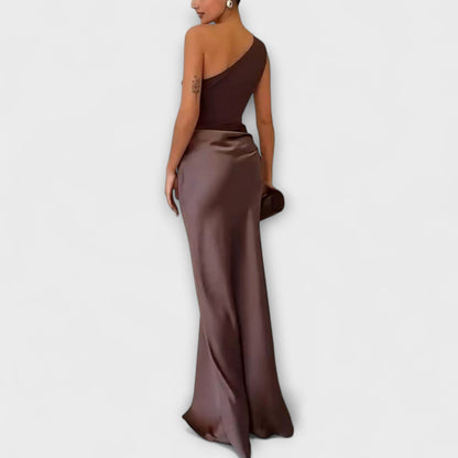 Luna - Asymmetrical Satin Gown