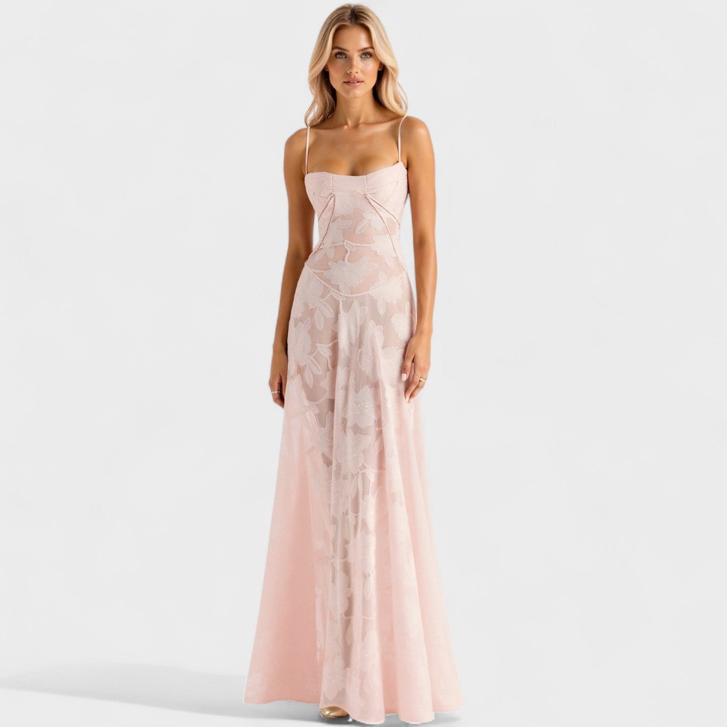 Verona - Elegant Floral Lace Maxi Gown