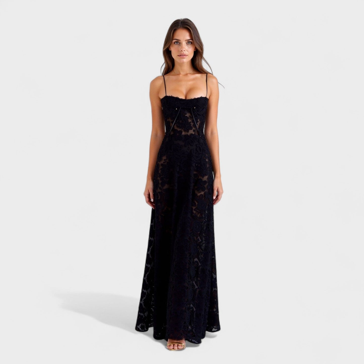 Verona - Elegant Floral Lace Maxi Gown