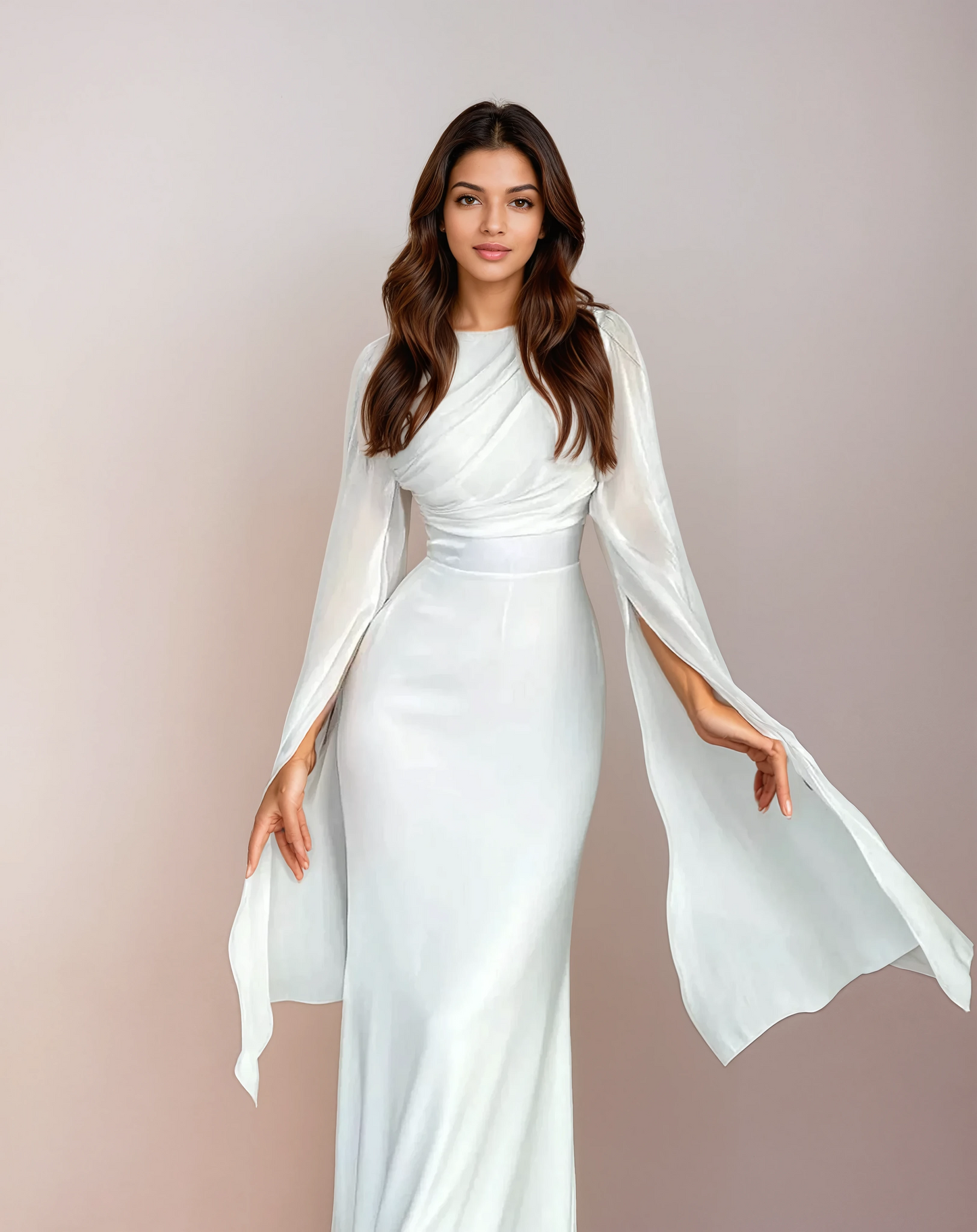 Isabela - Elegant Long Satin Gown