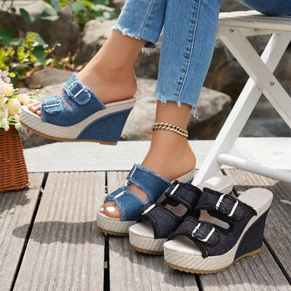 Atelier | Wedge Sandals with Frayed Edges