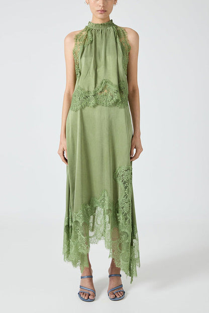 Isabella | Lace Pleated Top + Irregular Slit Skirt Set