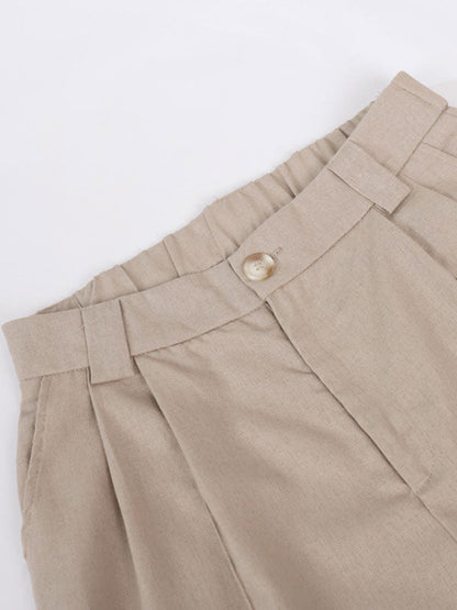 Lila | V-neck Pleated Wide-leg Trousers Suit