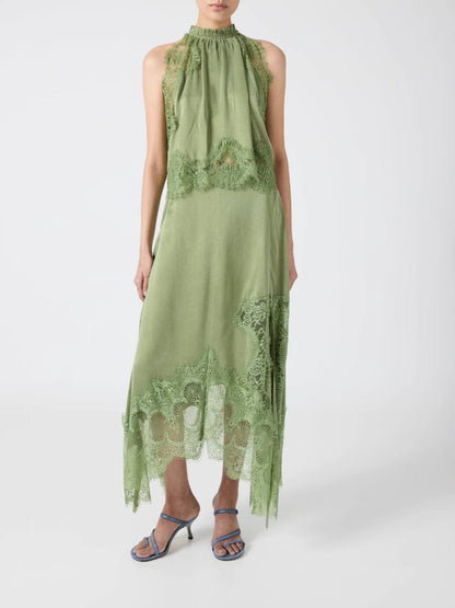 Isabella | Lace Pleated Top + Irregular Slit Skirt Set