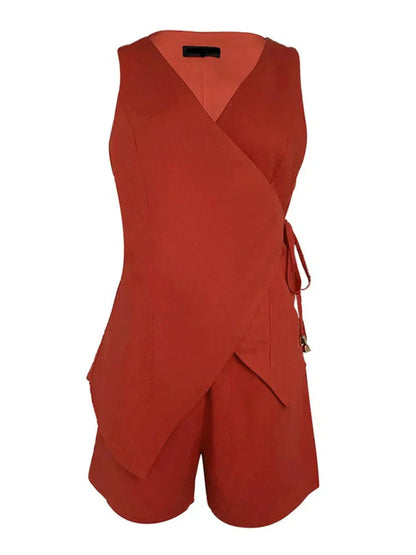 Lila | Linen V-neck Top and Shorts Set