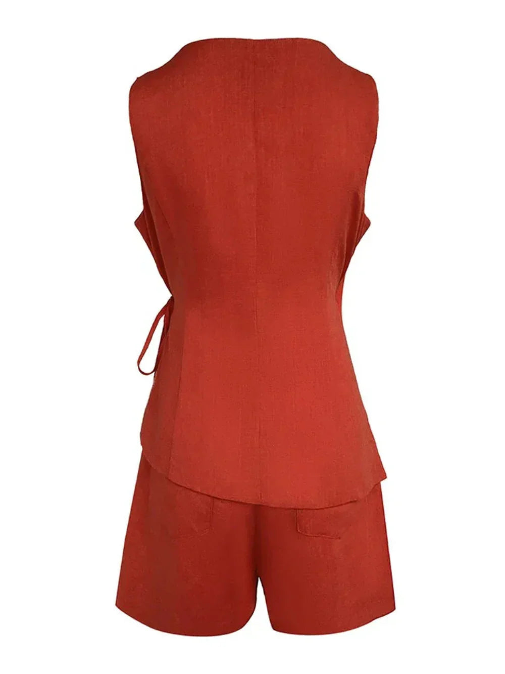 Lila | Linen V-neck Top and Shorts Set