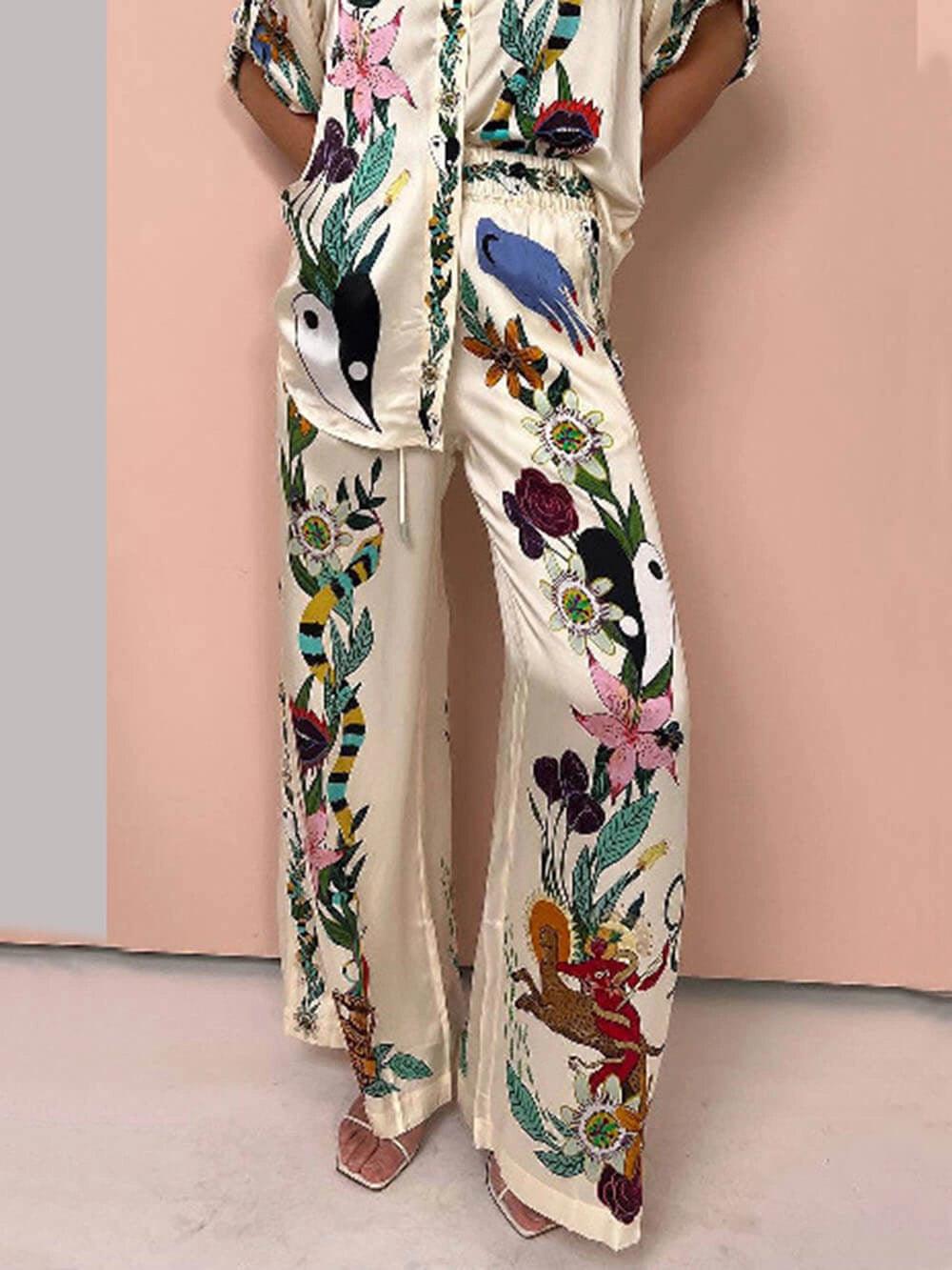 Luca | Satin Print Shirt & Trousers Set