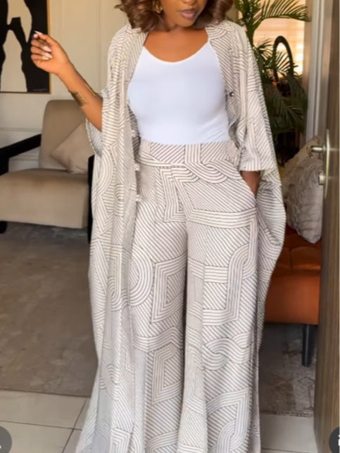 Samantha | Striped Cardigan & Trousers Set