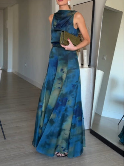Sienna | Tie-Dye Chiffon Tank Top & Skirt Set
