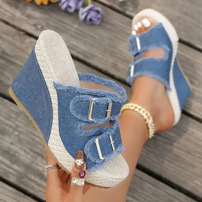 Atelier | Wedge Sandals with Frayed Edges