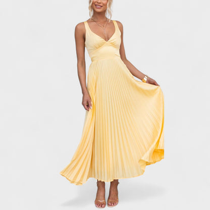 Abia - Sunny Yellow Pleated Maxi Dress