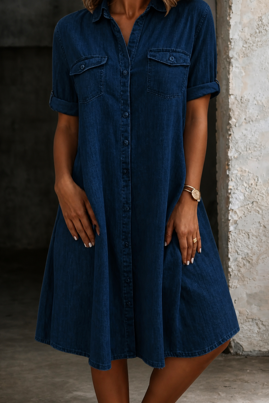 Patricia | Midi Dress in Casual Denim Style