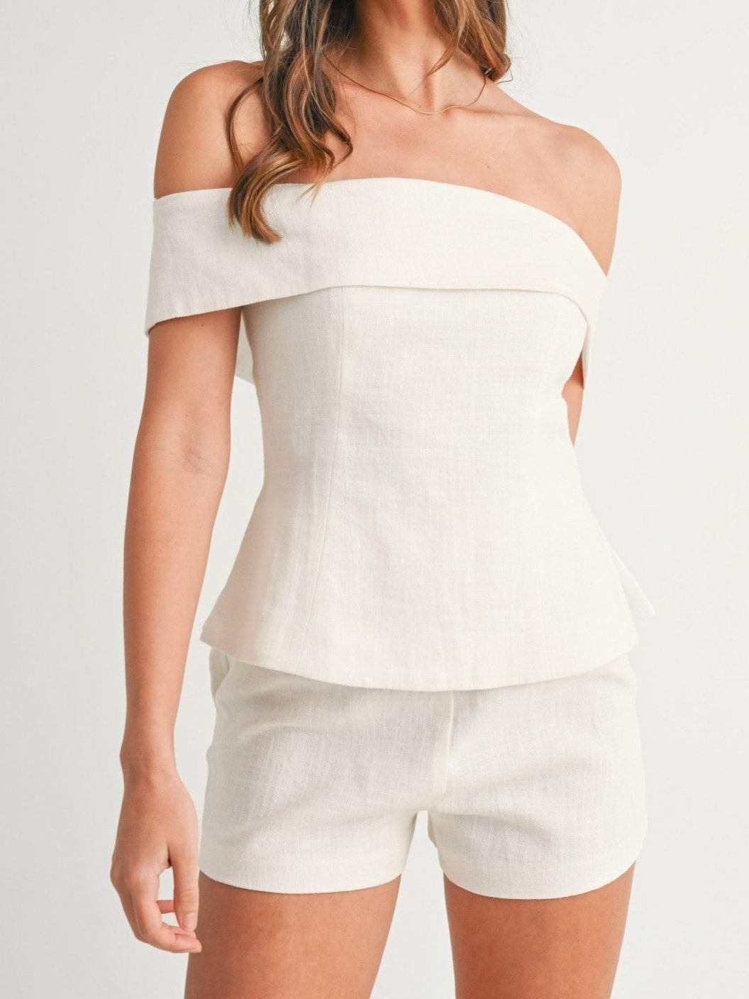 Liam | White Cotton and Linen Two-piece Suit