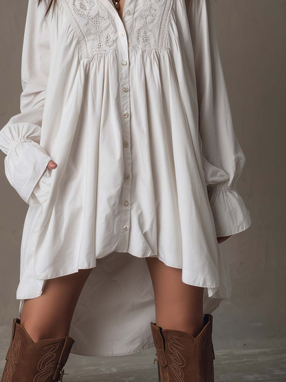 Helen | Tropical White Lace Midi Dress