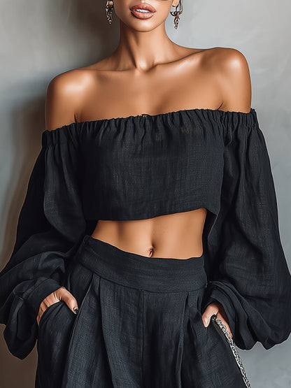 Serena | Off-the-Shoulder Top and Wide-Leg Trousers Set