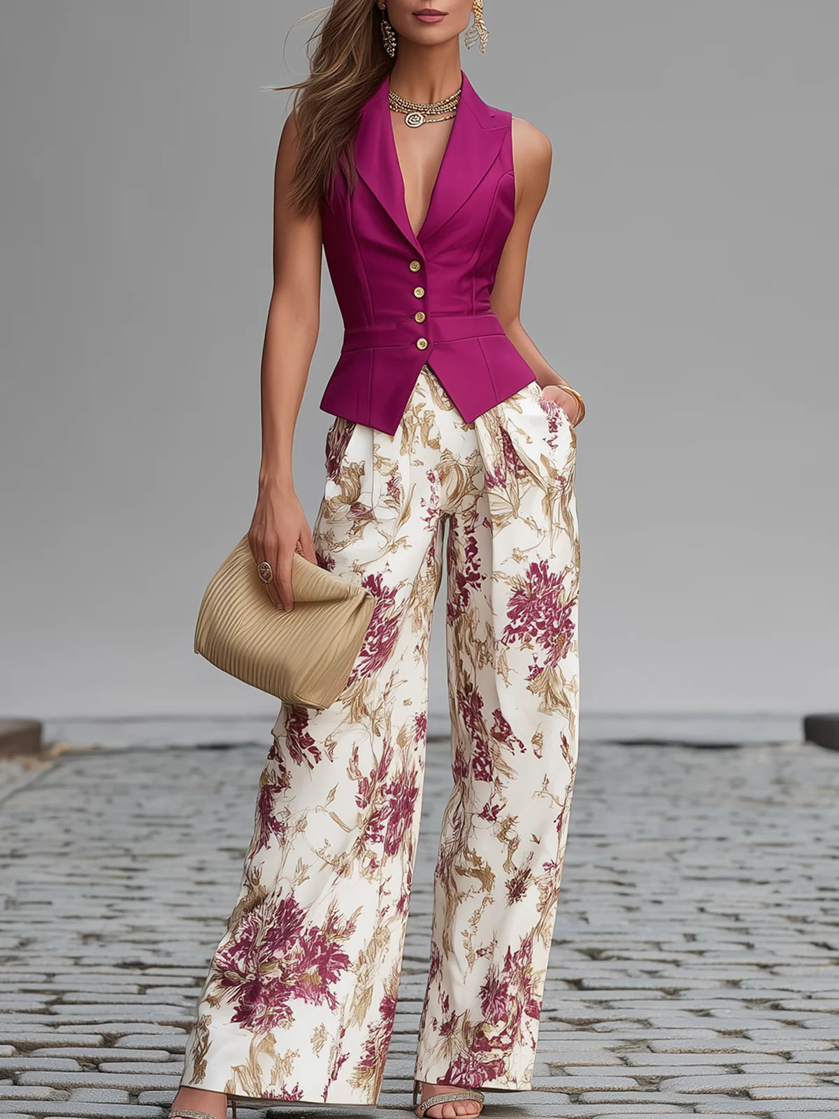 Lila | Floral Print Trousers Set