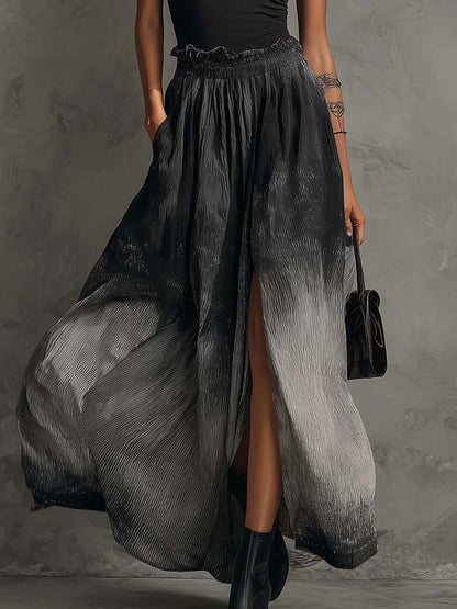 Serena | Off Shoulder Ruffle Top & Gradient Pleated Maxi Skirt Set