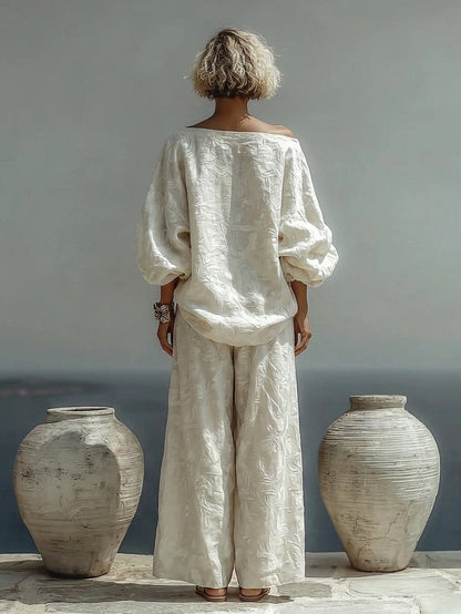 Isabella | Textured Top and Wide-leg Trousers Set