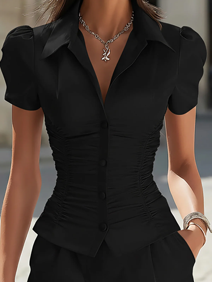 Serena | Ruched Blouse and Shorts Set
