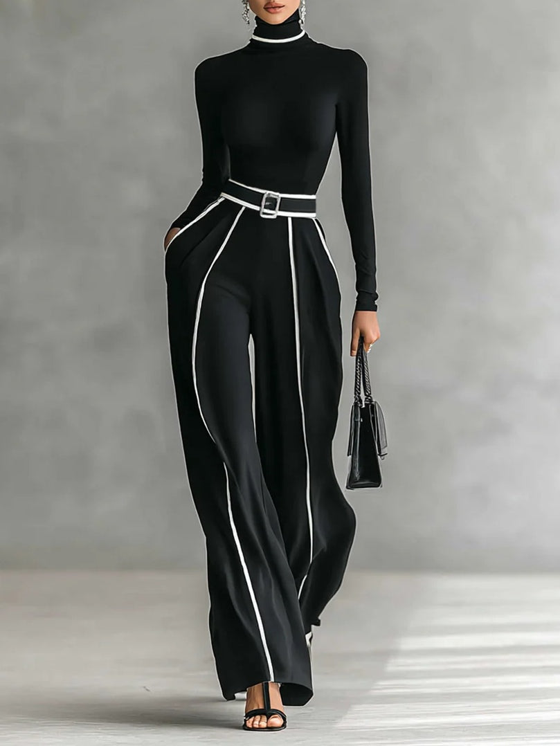 Sophia | High-neck Top and Wide-leg Trousers Set