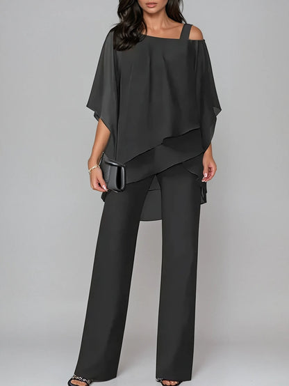 Sofia | Off-the-Shoulder Chiffon Suit