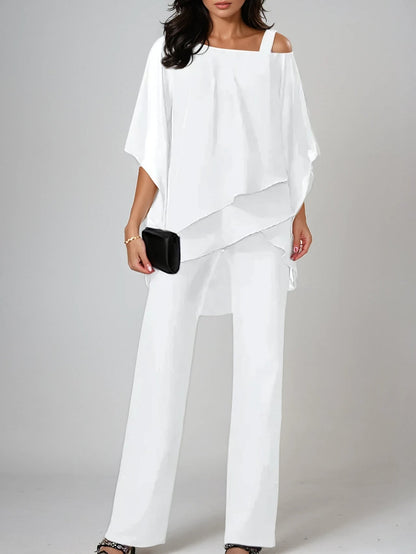 Sofia | Off-the-Shoulder Chiffon Suit