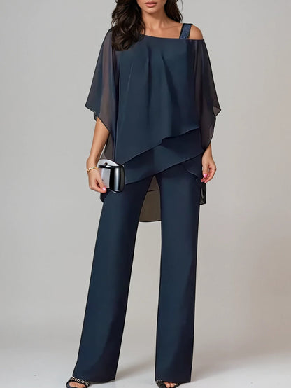 Sofia | Off-the-Shoulder Chiffon Suit