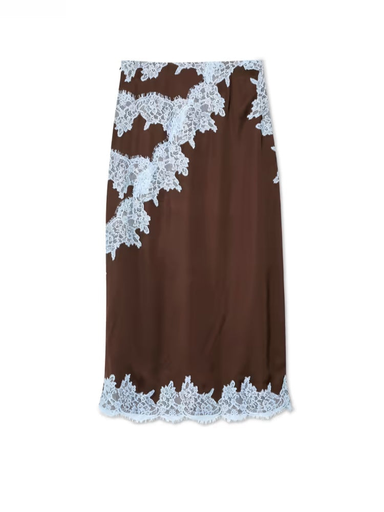 Isabella | Lace Panel Top and Skirt Suit Set