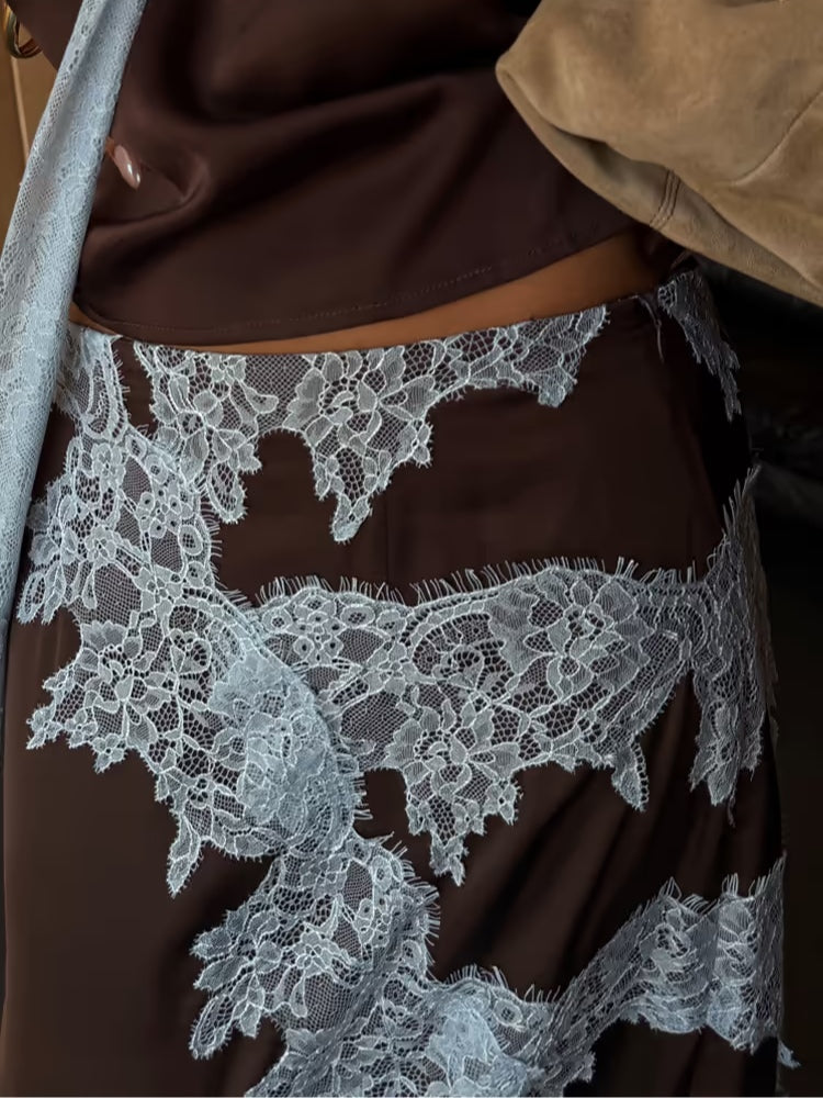 Isabella | Lace Panel Top and Skirt Suit Set