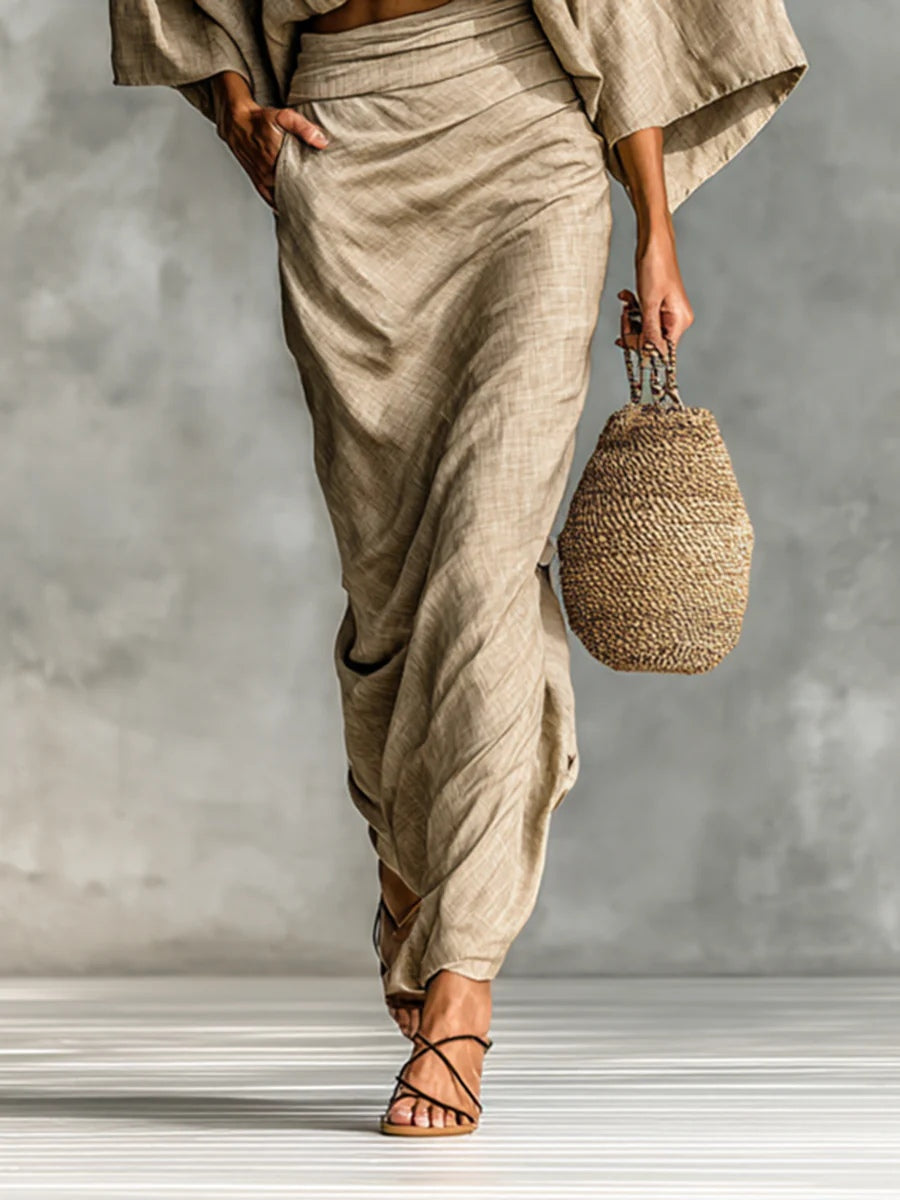 Lina | Bat Sleeve Long Skirt Set