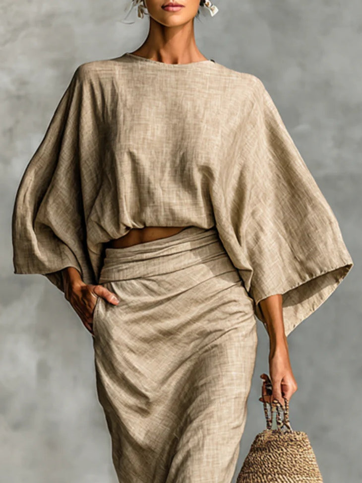 Lina | Bat Sleeve Long Skirt Set