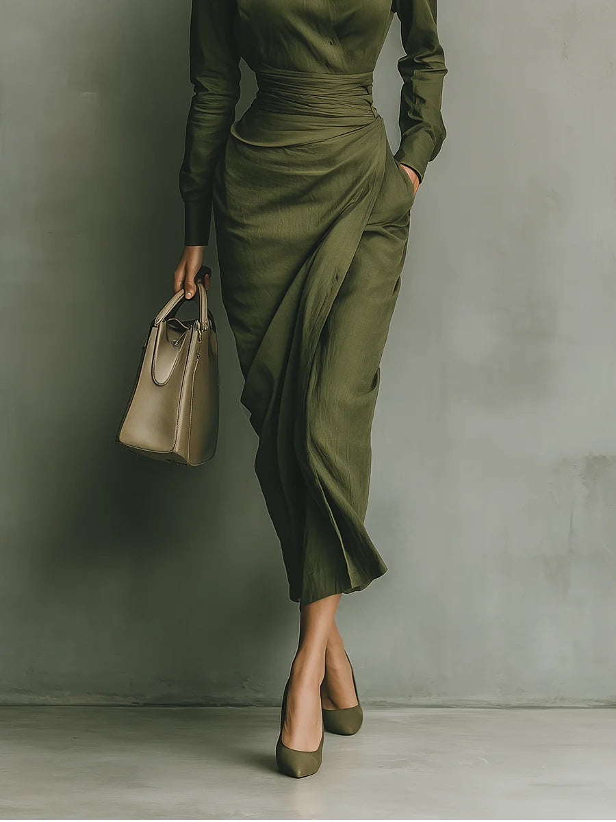Noëlle™ | Maxi Dress in Army Green